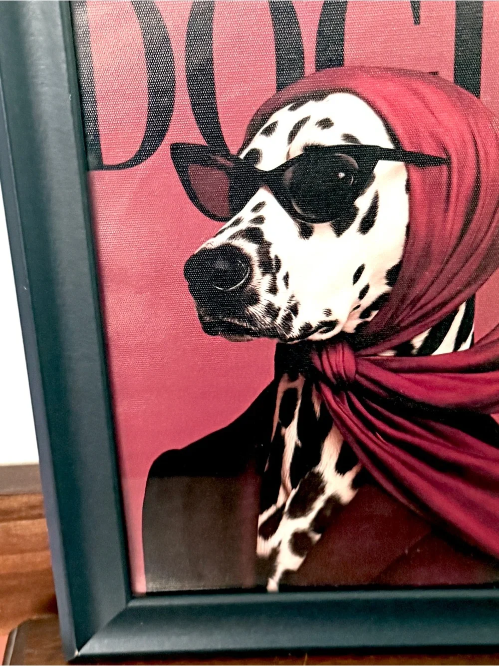 Dog Vogue Dalmation Dogue Fancy Canvas Art Print Black Framed Quirky Wall Art